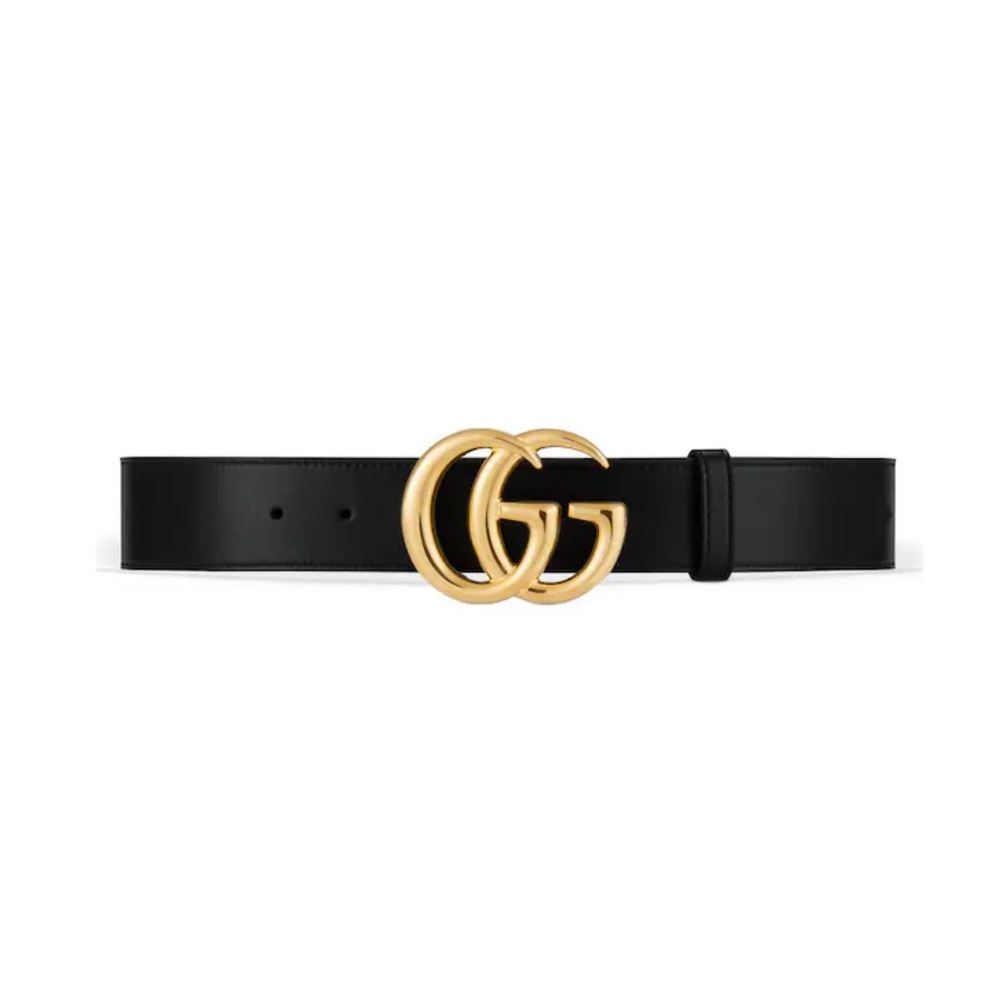 GUCCI Marmont Leather Belt with Shiny Buckle